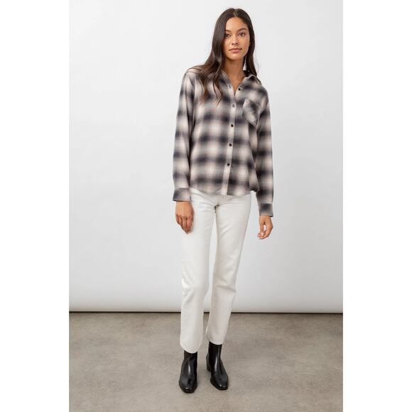 Rails Milo Latte Black Shadow Plaid Button Down Shirt - Picture 3 of 10